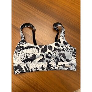 Physiq Apparel Womens Sports Bra Small Black White Abstract Camo Print Athletic